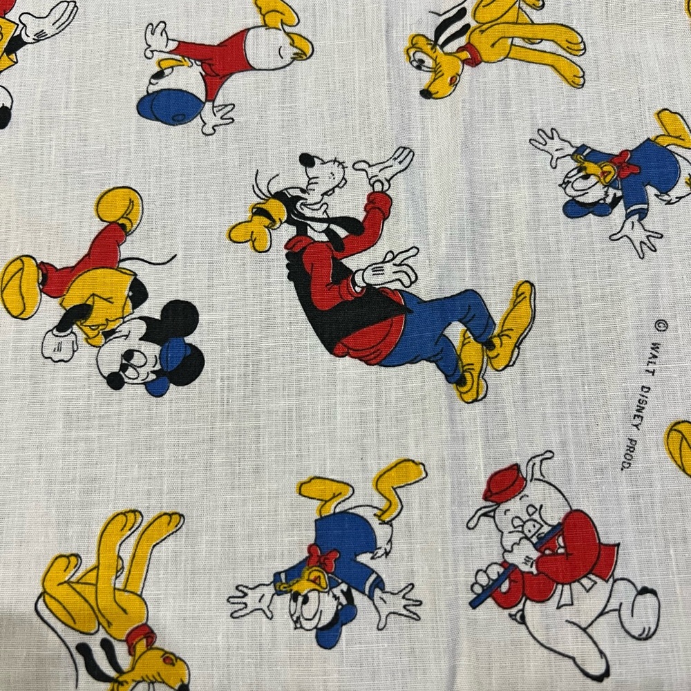 Vintage 1970s Walt Disney Prod. Mickey Mouse Goofy Pluto sewing fabric
